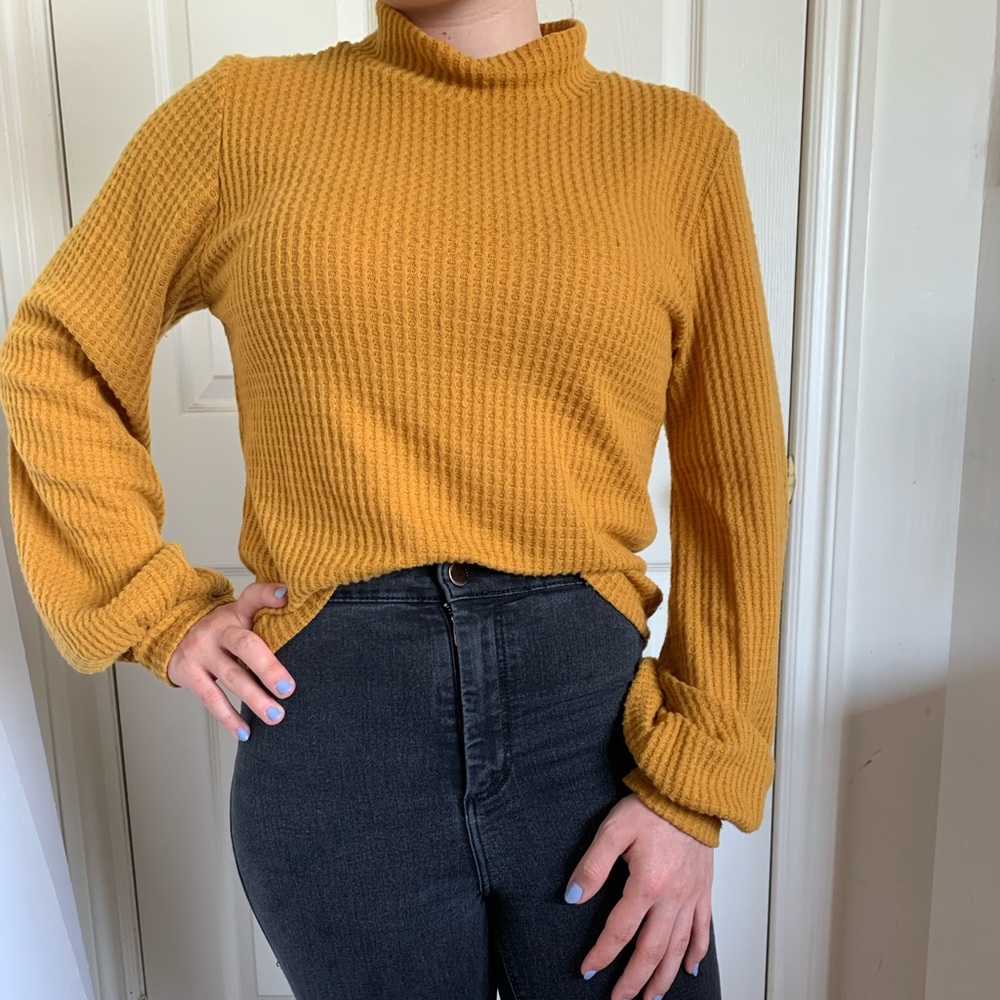 Caution to the Wind Yellow Long-Sleeved Knit Top